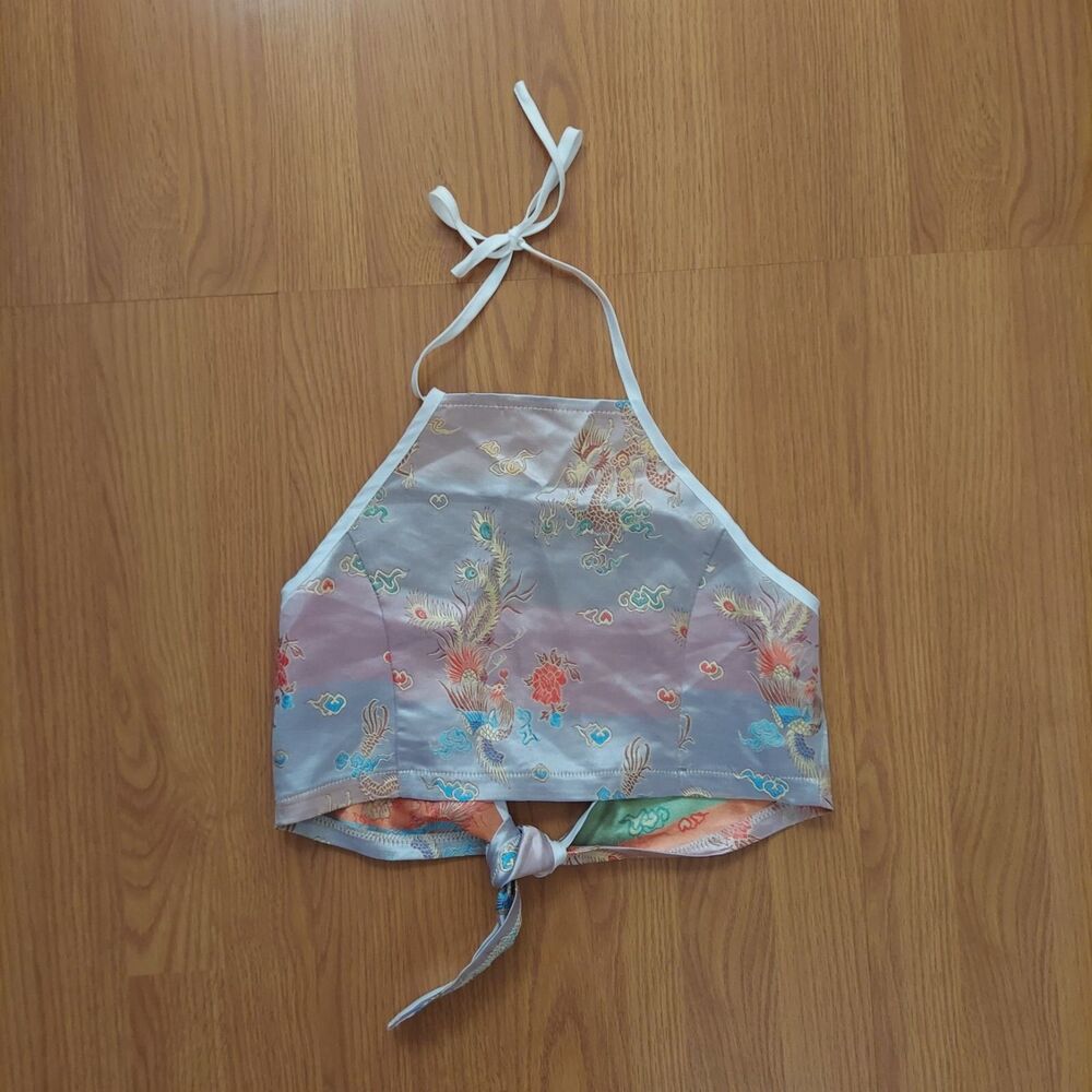 SHEIN cropped halter top multicolor Sz large